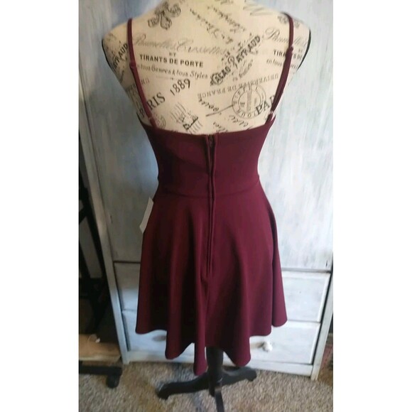 B darling Burgundy 3/4 Mini Dress Nwt  Boho Feminine Party - Picture 5 of 10